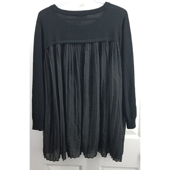 Adrianna Papell Black Sweater Sheer Pleated Back Size L - Picture 3 of 8